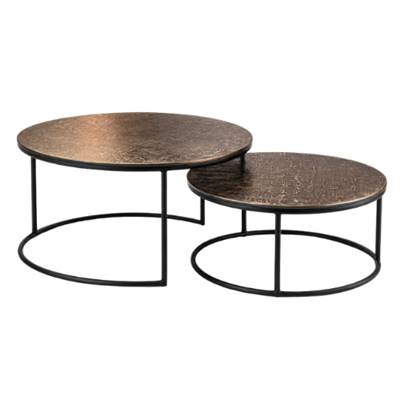 Set 2 tables bout de canapé dorée et argentée