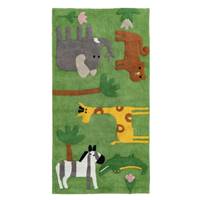 Suivre long tapis vert en coton motif animaux