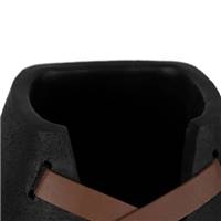 Jarron vase en céramique noir et lanière marron