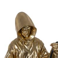 Kare lampe de table silhouette homme doré à capuche câble noir H33cm