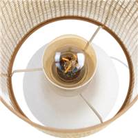 Olympe lampe de table ronde en céramique blanc abat-jour fibre de papier H28cm