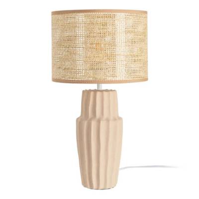 Surya lampe de table en céramique beige abat-jour fibre de papier
