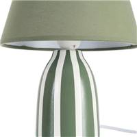 Samine lampe à poser en céramique vert rayé blanc abat-jour tissu H30cm