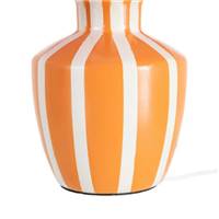 Samine lampe à poser en céramique orange rayé blanc abat-jour tissu H30cm