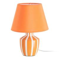 Samine lampe à poser en céramique orange rayé blanc abat-jour tissu H30cm