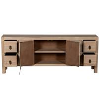 Komo meuble TV bois naturel 8 tiroirs 2 portes L130cm