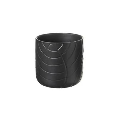 Terra cache-pot noir feuille H14,7