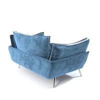 Laura fauteuil en velours bleu clair et pieds argentés