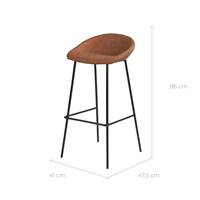 Olivia chaise de bar assise simili cuir camel pieds métal H75