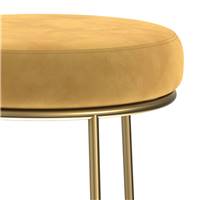 Jevon tabouret de bar en velours jaune curry et pieds en métal doré H73