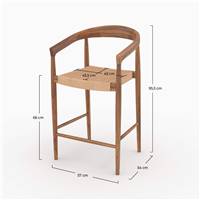 Breda chaise ilot central en cordage tressé naturel et bois de teck H66