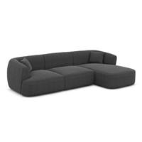 Gankeri canapé d'angle droit en tissu texturé gris anthracite