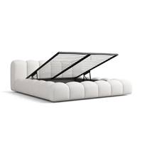 Cotton lit 160x200 avec rangement en tissu texturé blanc