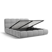 Lorea lit 180x200 avec rangement en velours gris clair