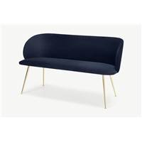 Adeline banc velours bleu roi et laiton