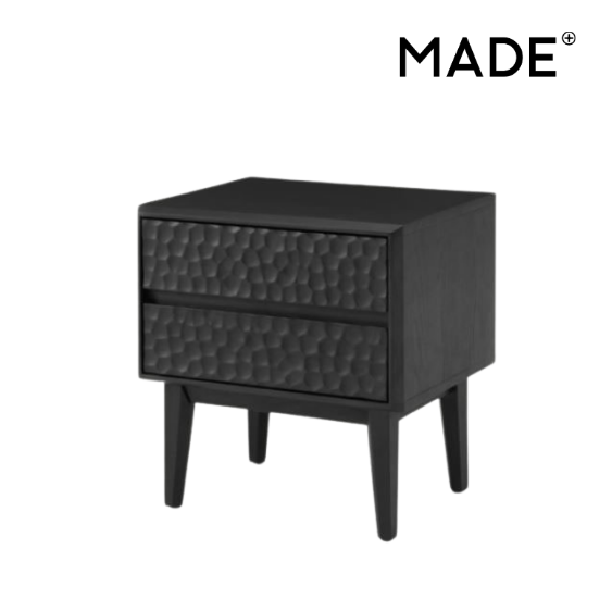 Abbon table de chevet chêne massif noir