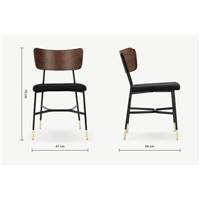 Amalyn chaise velours noir profond et noyer