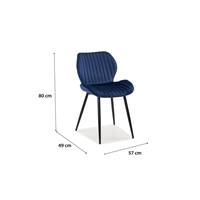 Camila chaise en tissu velours bleu nuit