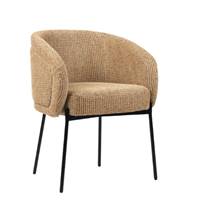 Lucy chaise en tissu tweed jaune miami et métal noir