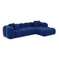 Cotton canapé d'angle droit en velours bleu foncé