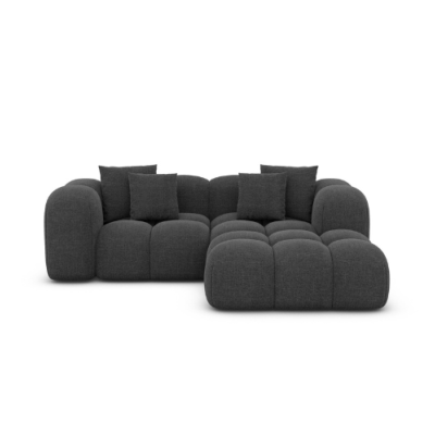 Cotton petit canapé d'angle droit en tissu texturé gris anthracite