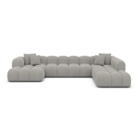 Cotton canapé panoramique d'angle gauche en tissu texturé gris clair