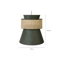 Nazli suspension XL velours vert et cannage rotin