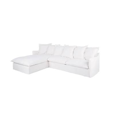 Barbe canapé d'angle gauche lin blanc