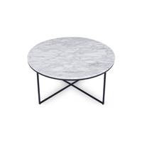 Armelle table basse marbre blanc et métal noir Ø80