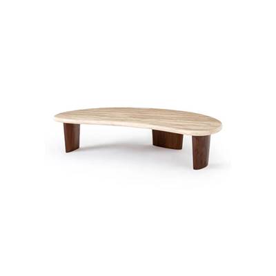 Suzelle table basse en bois et travertin