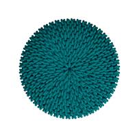 Kink petit tabouret tricot bleu et pieds en bois