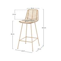 Capurgana tabouret de bar mi-hauteur en rotin naturel et beige
