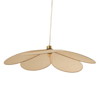 Margaux suspension pétales de fleur en tissu beige et métal doré