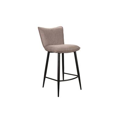 Else chaise de bar en tissu gris et pieds métal noir H64