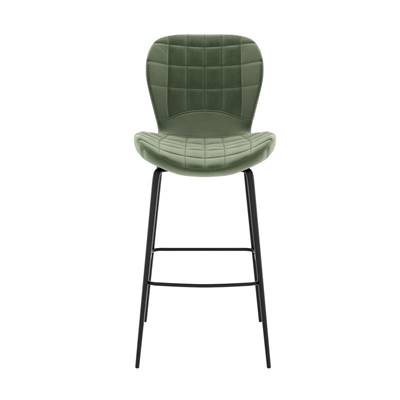 Lotus chaise de bar verte en velours matelassé H75