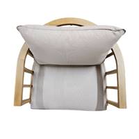 Aleksy fauteuil bois d’acacia et tissu beige naturel