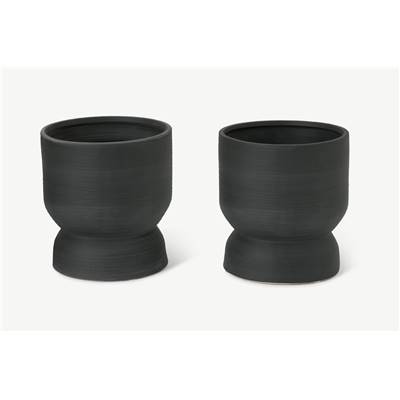 Lareta lot de 2 cache-pots gris charbon mat