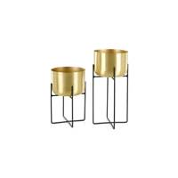 Salix lot de 2 grands cache pots laiton