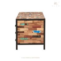 Factory bureau bois de bateau recyclé 3 tiroirs