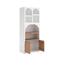 Genji bibliothèque en plâtre blanc cassé et bois d'acacia