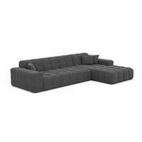 Lodce canapé d'angle droit en tissu texturé gris anthracite