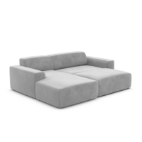 Novage canapé-lit d'angle gauche en velours gris clair avec coffre