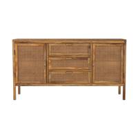 Bombo buffet 2 portes et 3 tiroirs en cannage et bois