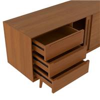 Garance buffet en teck 3 tiroirs et 2 portes coulissantes