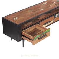 Soho meuble TV bois de bateau recyclé 1 niche 4 tiroirs