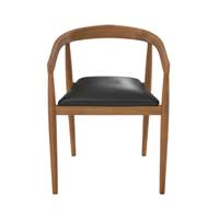 Breda chaise en bois de teck vernis et assise cuir
