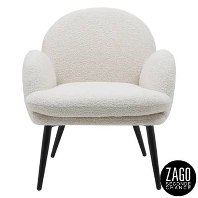 Oreo fauteuil en tissu effet laine bouclette blanc