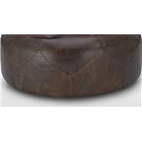 Scott pouf cuir marocain rond brun rétro