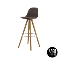 Popsy chaise de bar en PU taupe et chêne H66