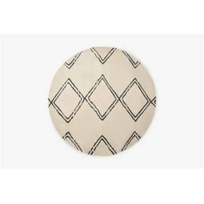 Caram tapis rond blanc cassé et gris charbon ø200